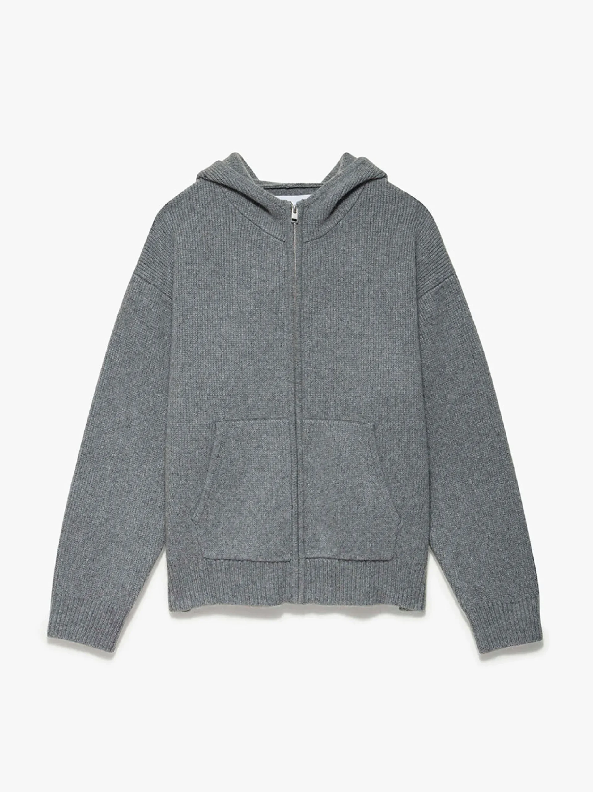 Heavyweight Cashmere Full Zip Hoodie in Warm Grey