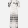 Henley Button Up Dress in Navy Multi