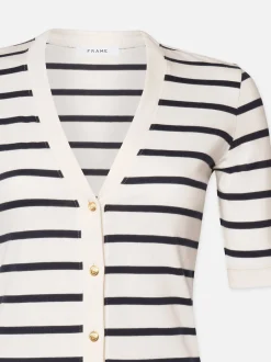 Henley Button Up Dress in Navy Multi