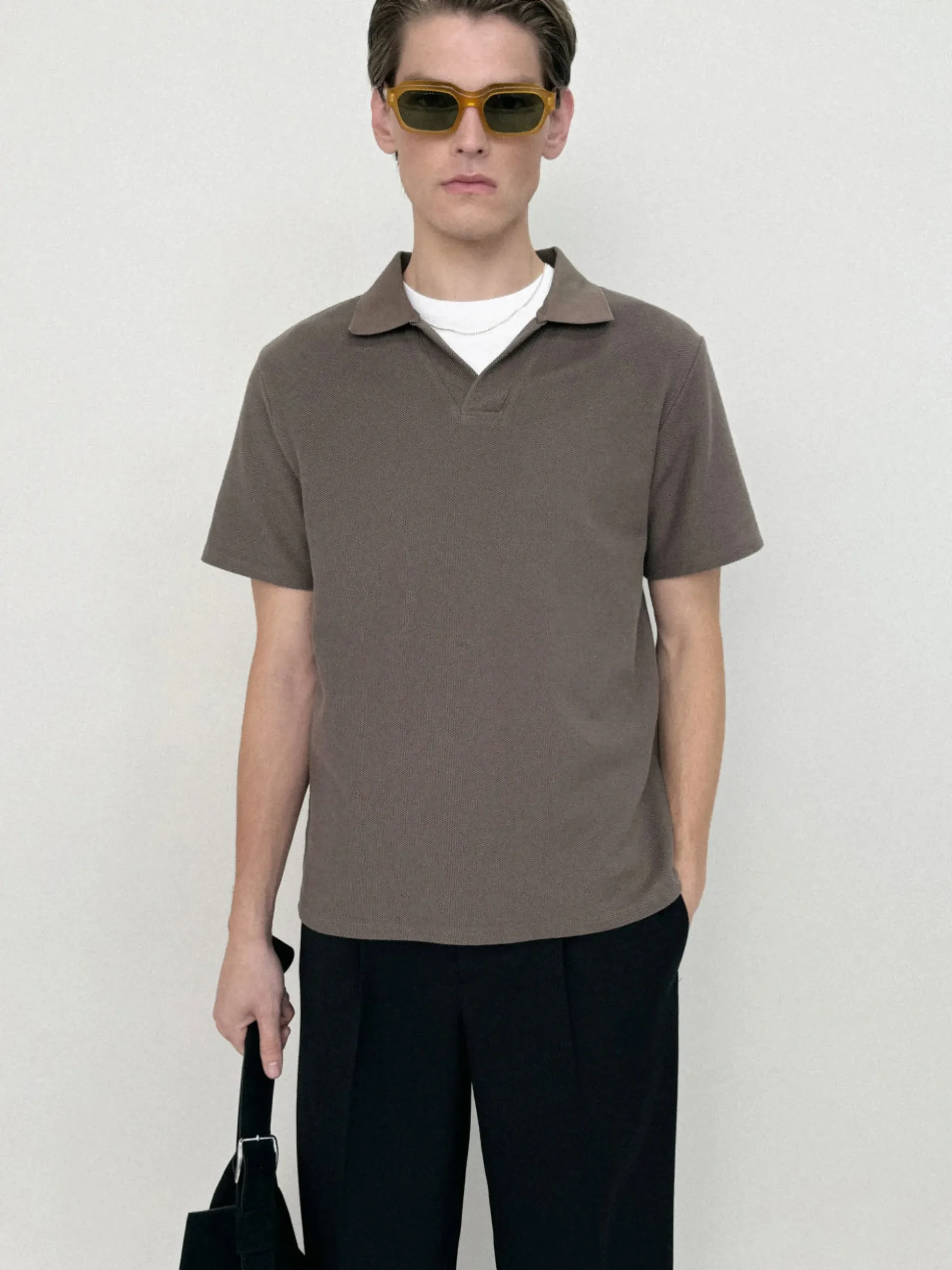 Jacquard Polo in Soft Mocha