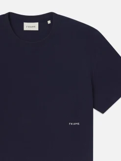 Jacquard Relaxed Tee in Dark Navy