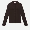 Jersey Button Up Shirt in Chocolate Brown