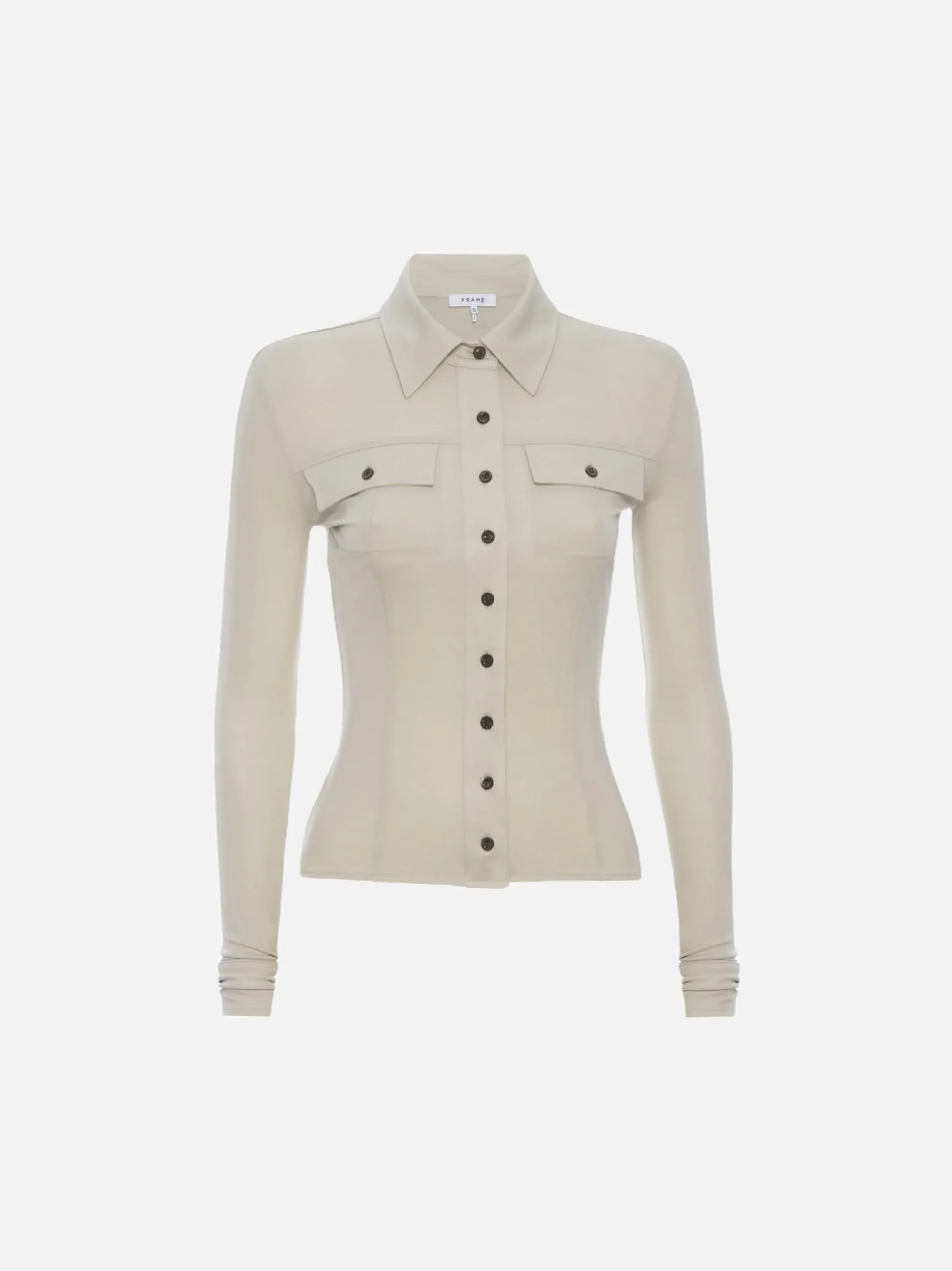 Jersey Button Up Shirt in Parchment
