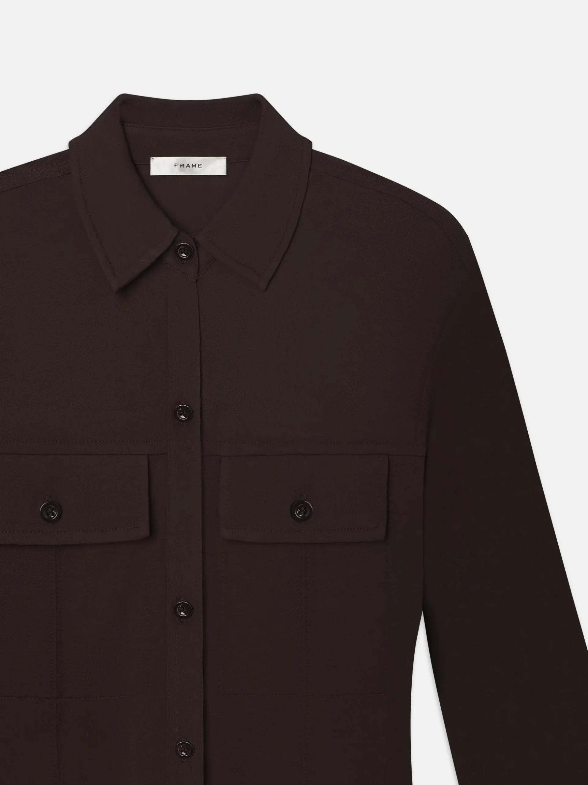 Jersey Button Up Shirt in Chocolate Brown