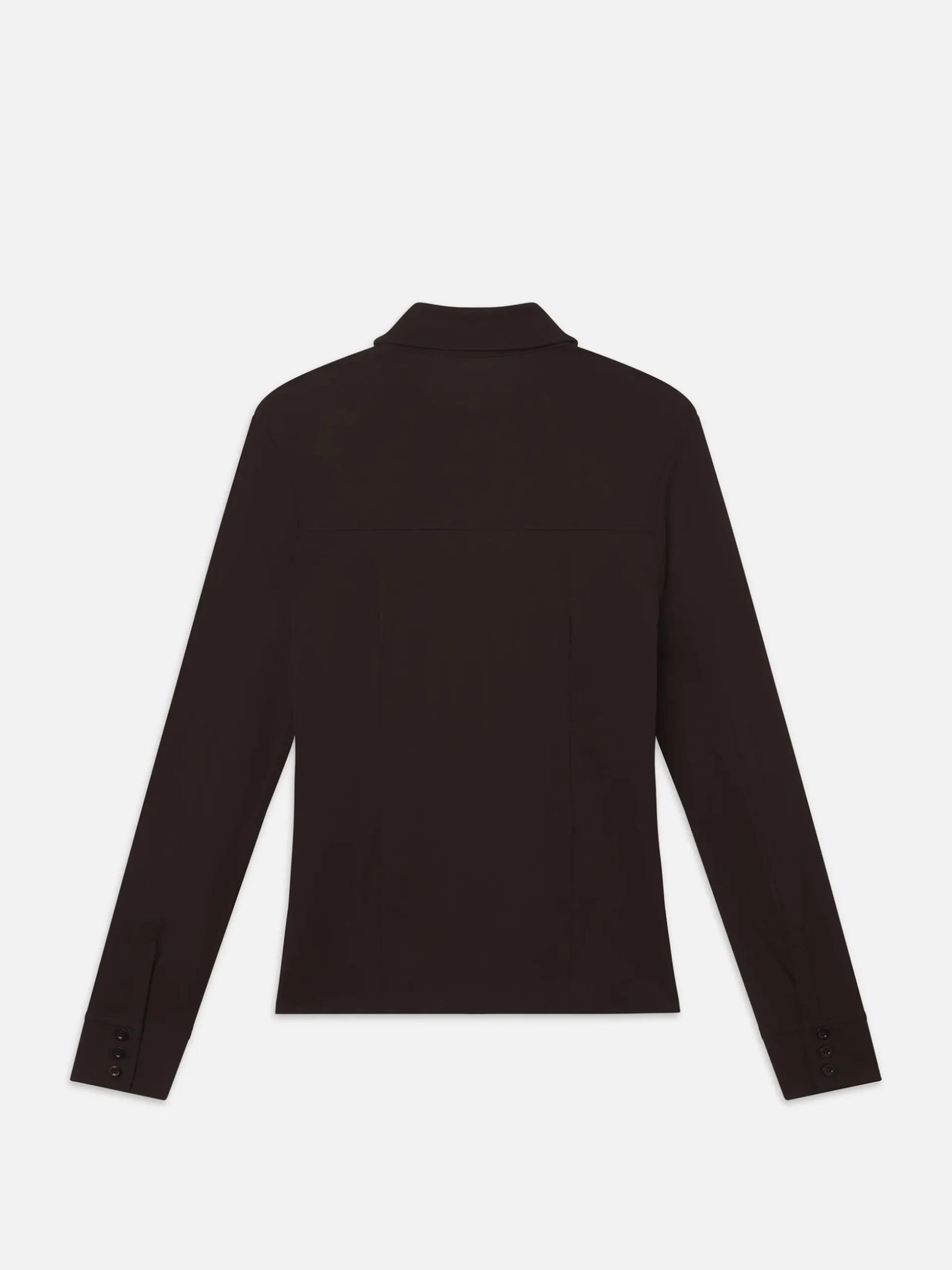 Jersey Button Up Shirt in Chocolate Brown