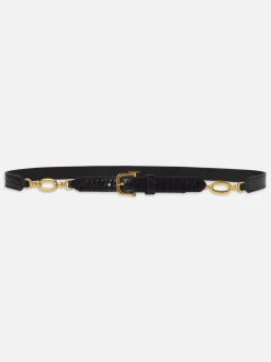 Jewelry Detail Belt in Black Croc