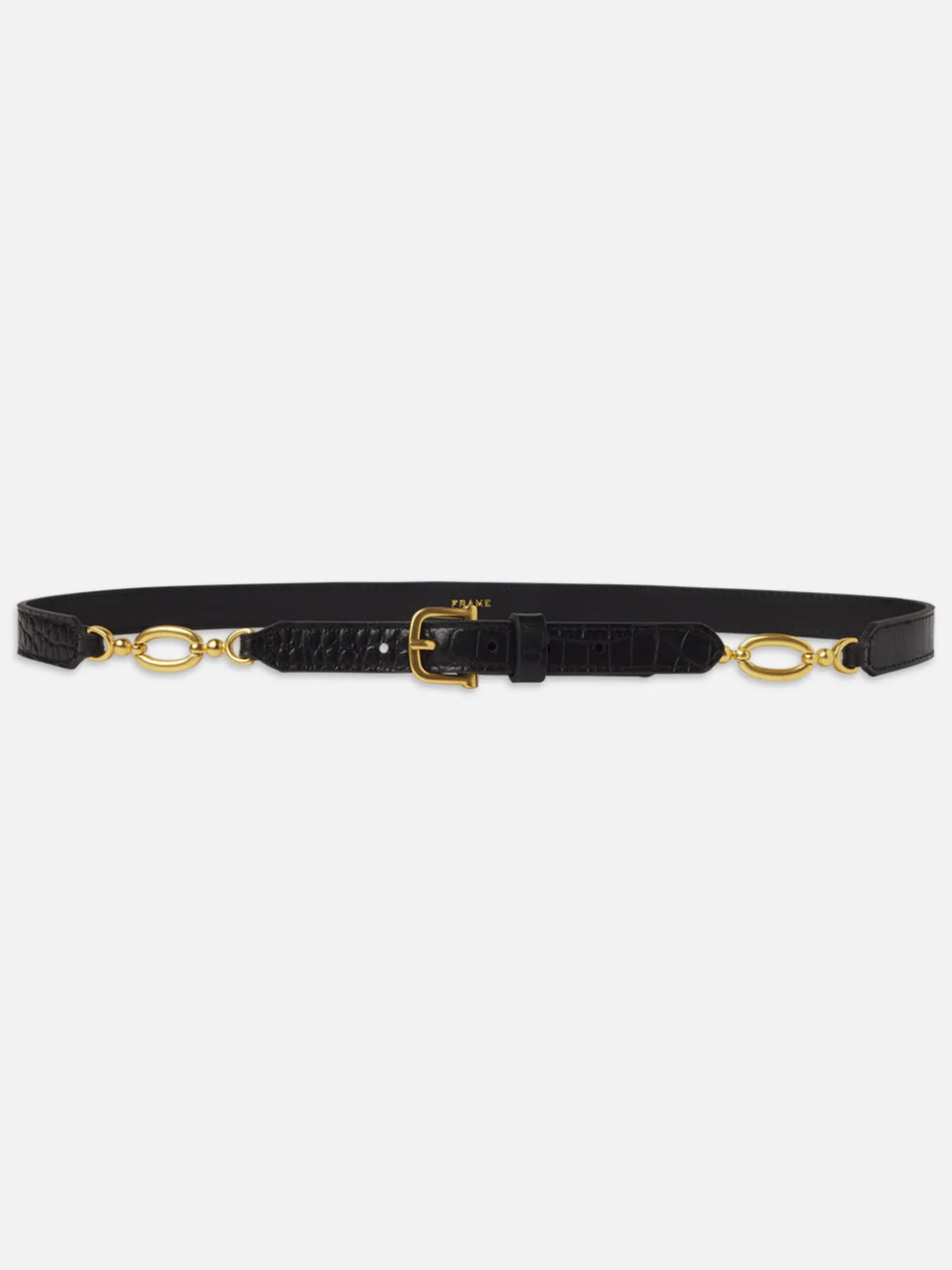 Jewelry Detail Belt in Black Croc