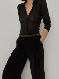 Jewelry Detail Belt in Black Croc