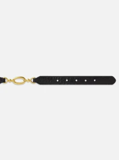 Jewelry Detail Belt in Black Croc