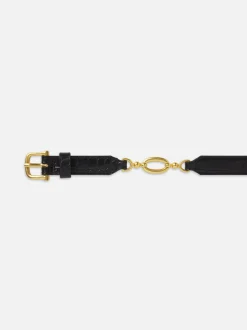 Jewelry Detail Belt in Black Croc