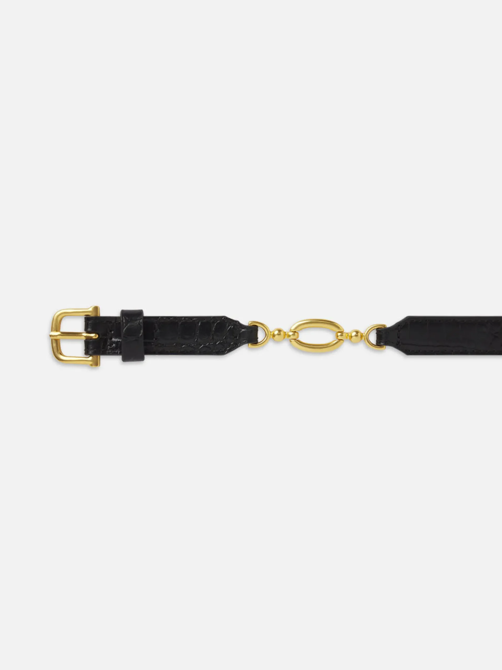 Jewelry Detail Belt in Black Croc