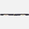 Jewelry Detail Waist Belt in Espresso Croc