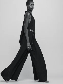 Keyhole Halter Jumpsuit in Black