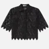 Lace Button Up Shirt in Black