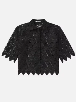 Lace Button Up Shirt in Black