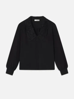 Lace Collar Blouse in Black