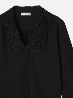Lace Collar Blouse in Black