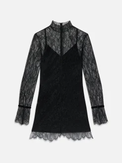 Lace Shift Dress in Black