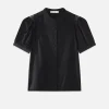 Lace Shoulder Inset Blouse in Black