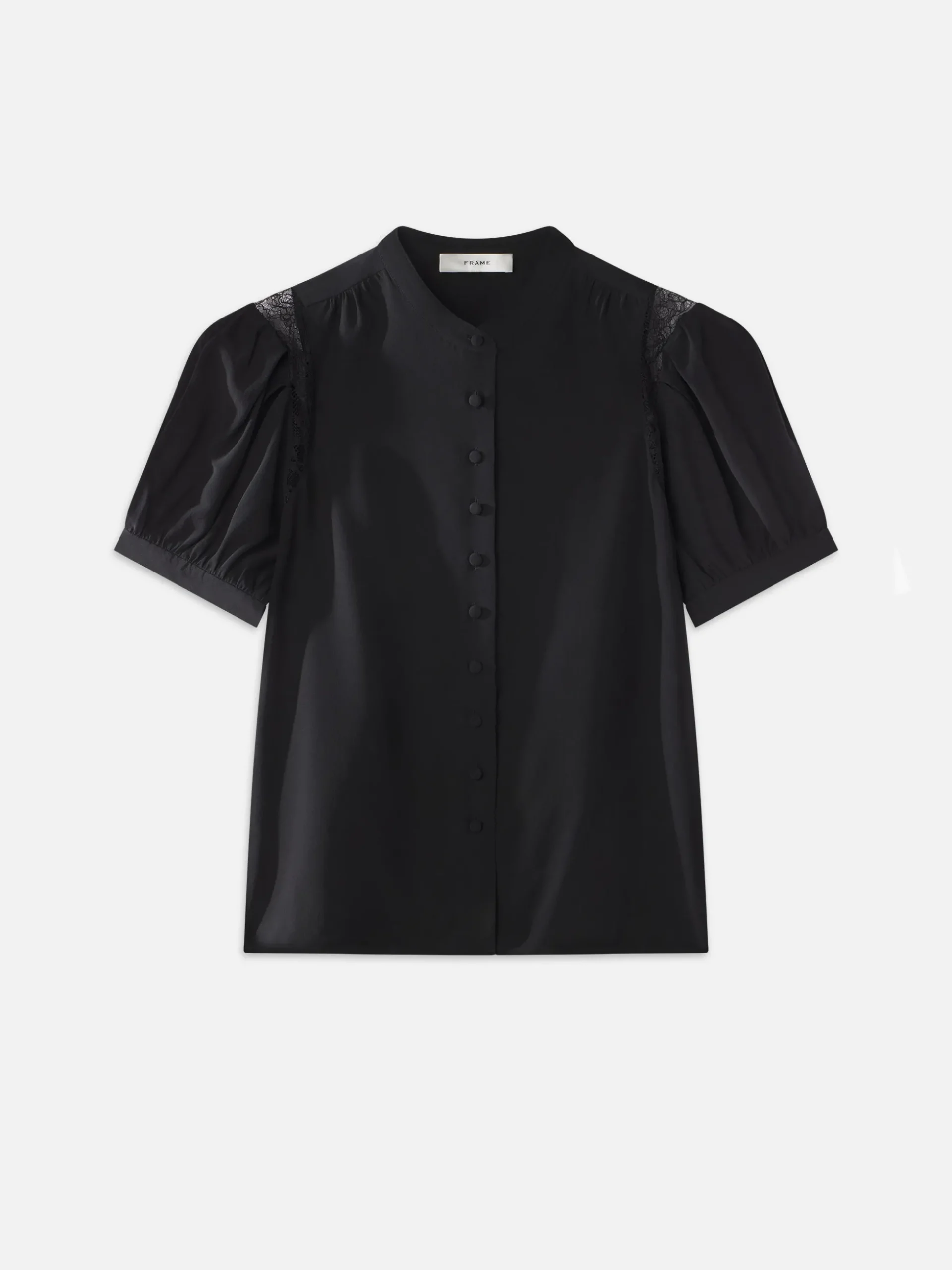 Lace Shoulder Inset Blouse in Black