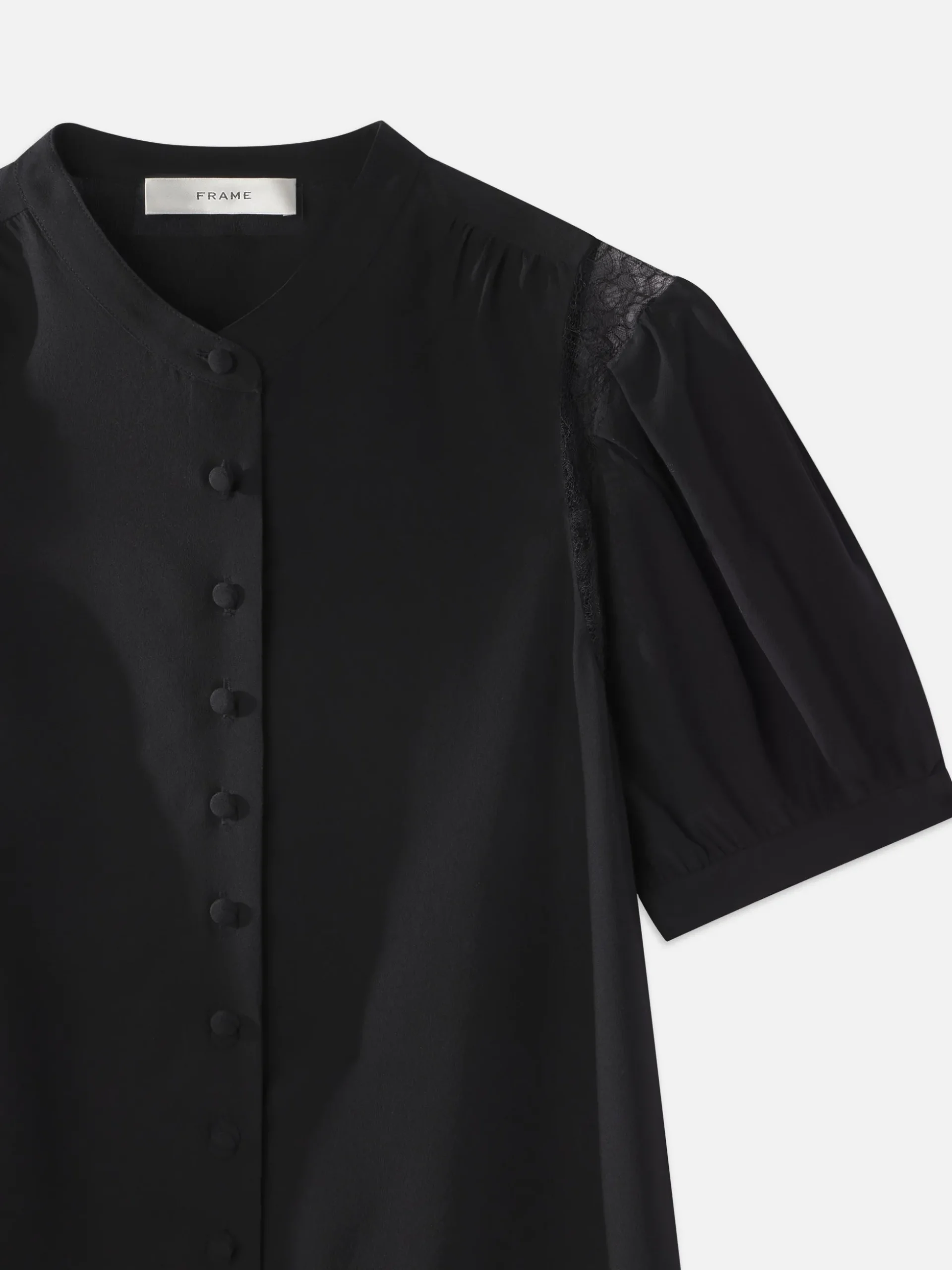 Lace Shoulder Inset Blouse in Black
