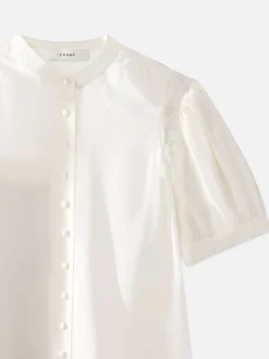 Lace Shoulder Inset Blouse in Cream