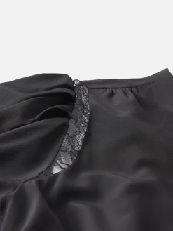 Lace Shoulder Inset Blouse in Black
