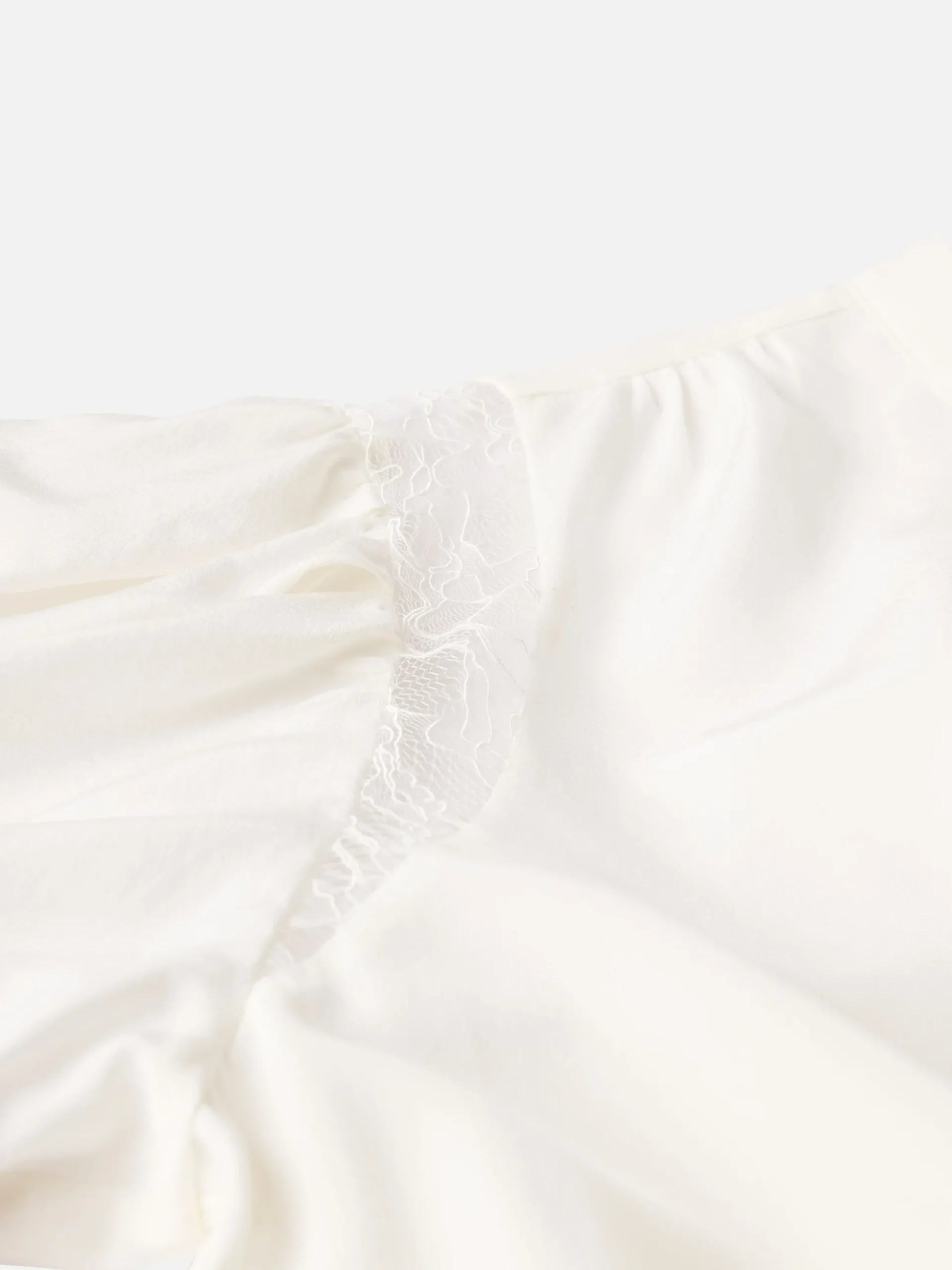 Lace Shoulder Inset Blouse in Cream