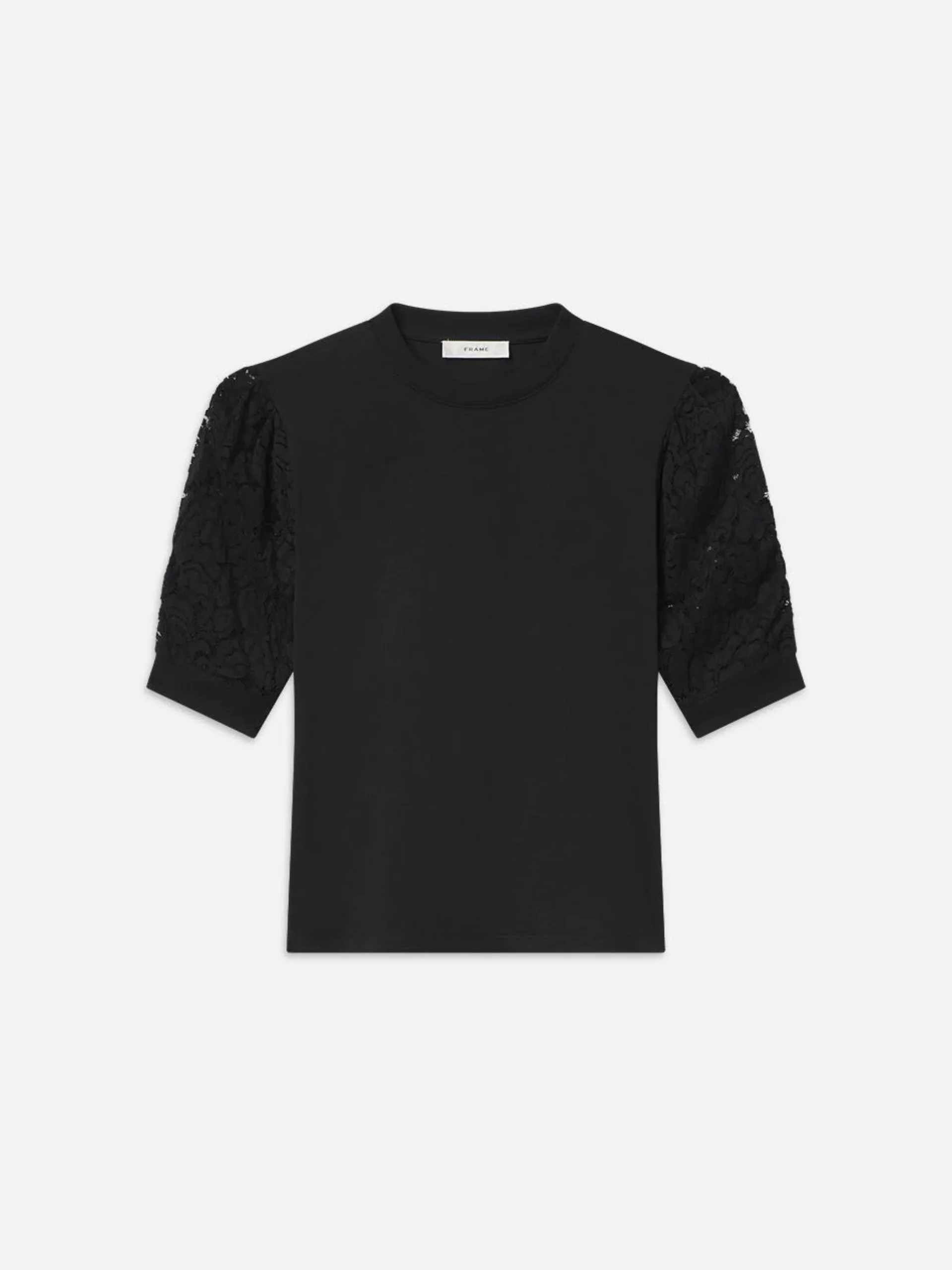 Lace Sleeve Frankie Tee in Black