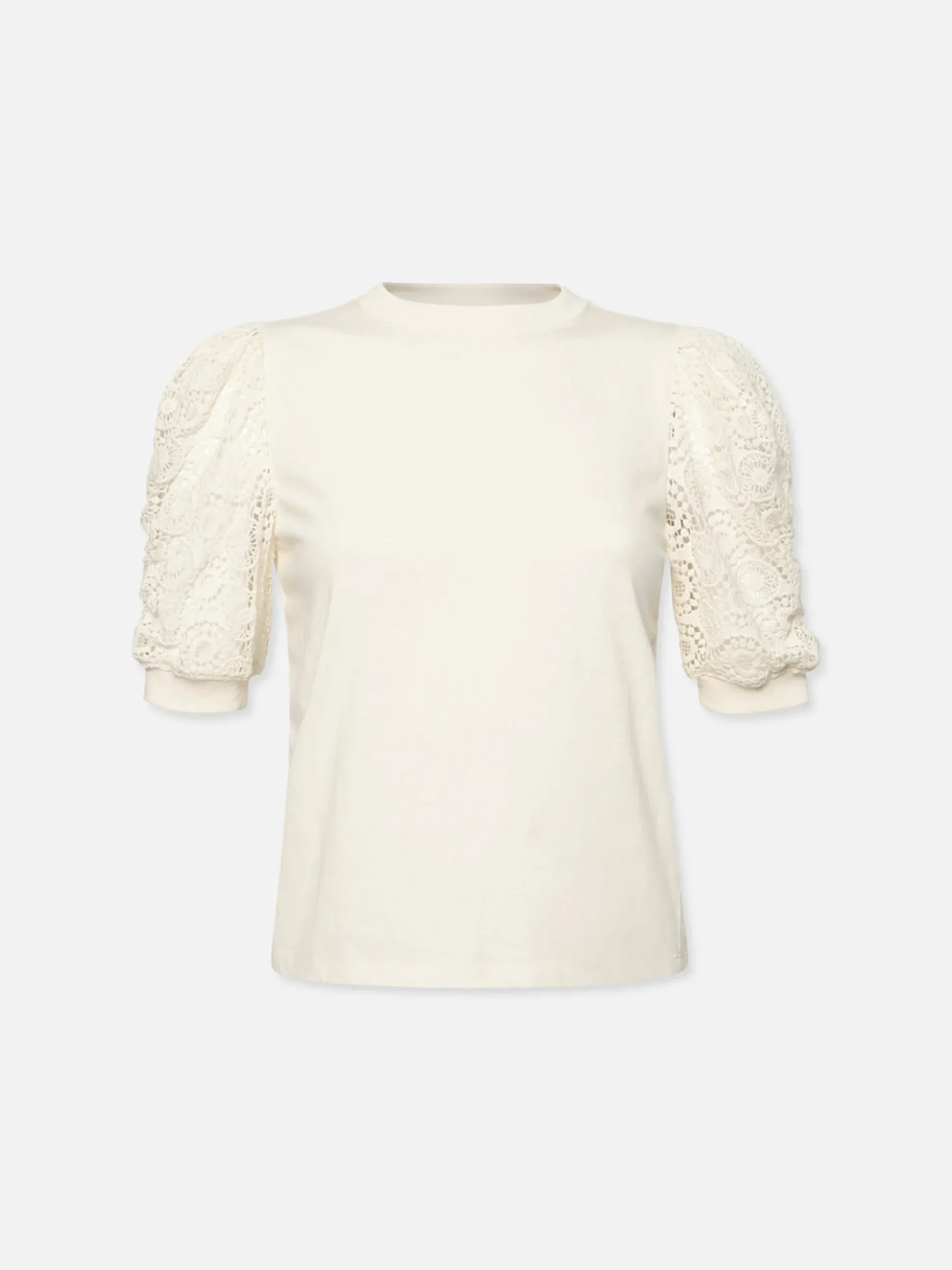 Lace Sleeve Frankie Tee in Cream