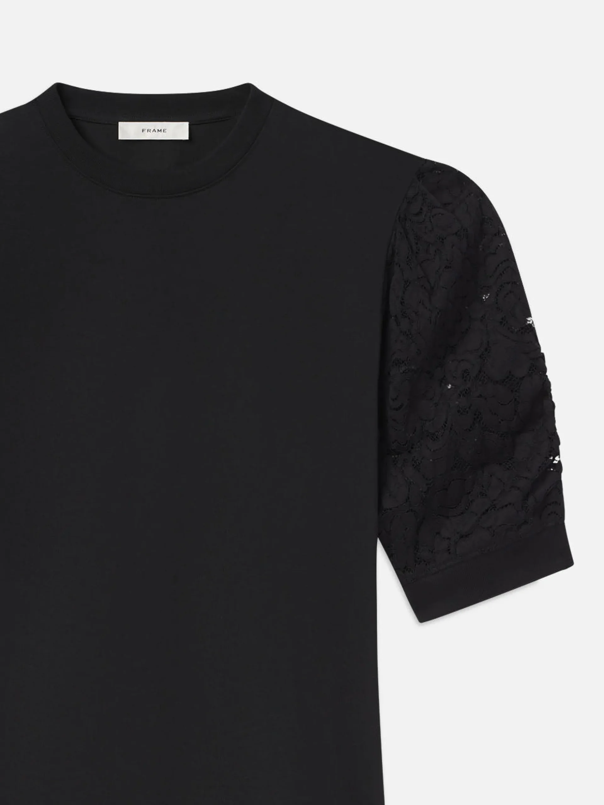 Lace Sleeve Frankie Tee in Black