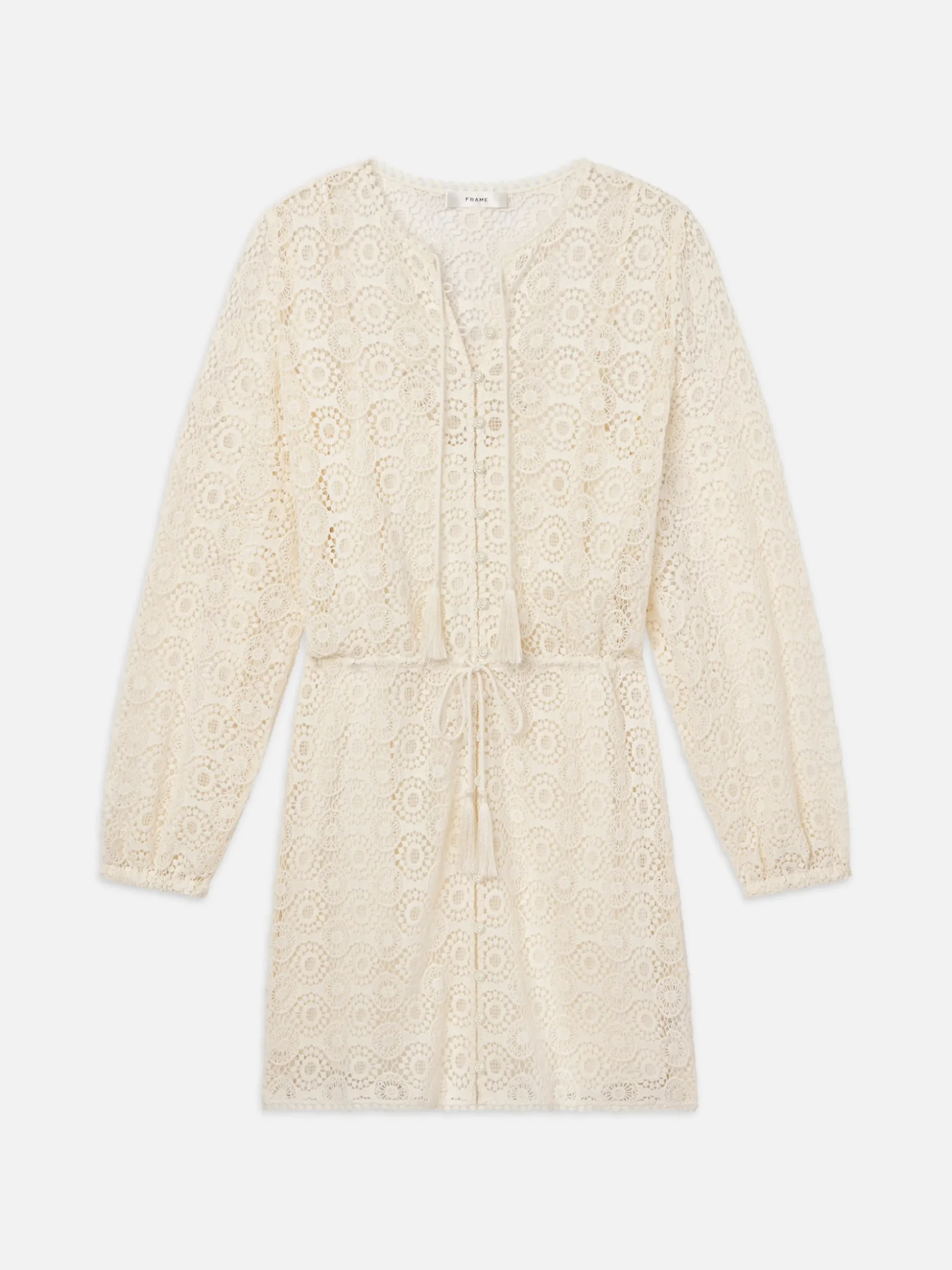 Lace Tassel Dress in Cream