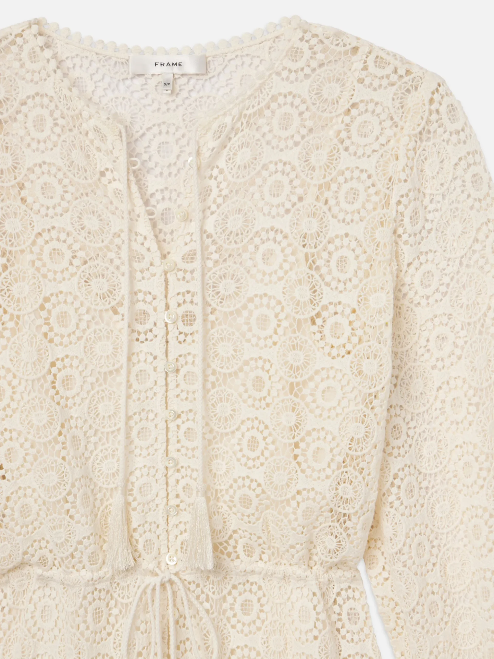Lace Tassel Dress in Cream