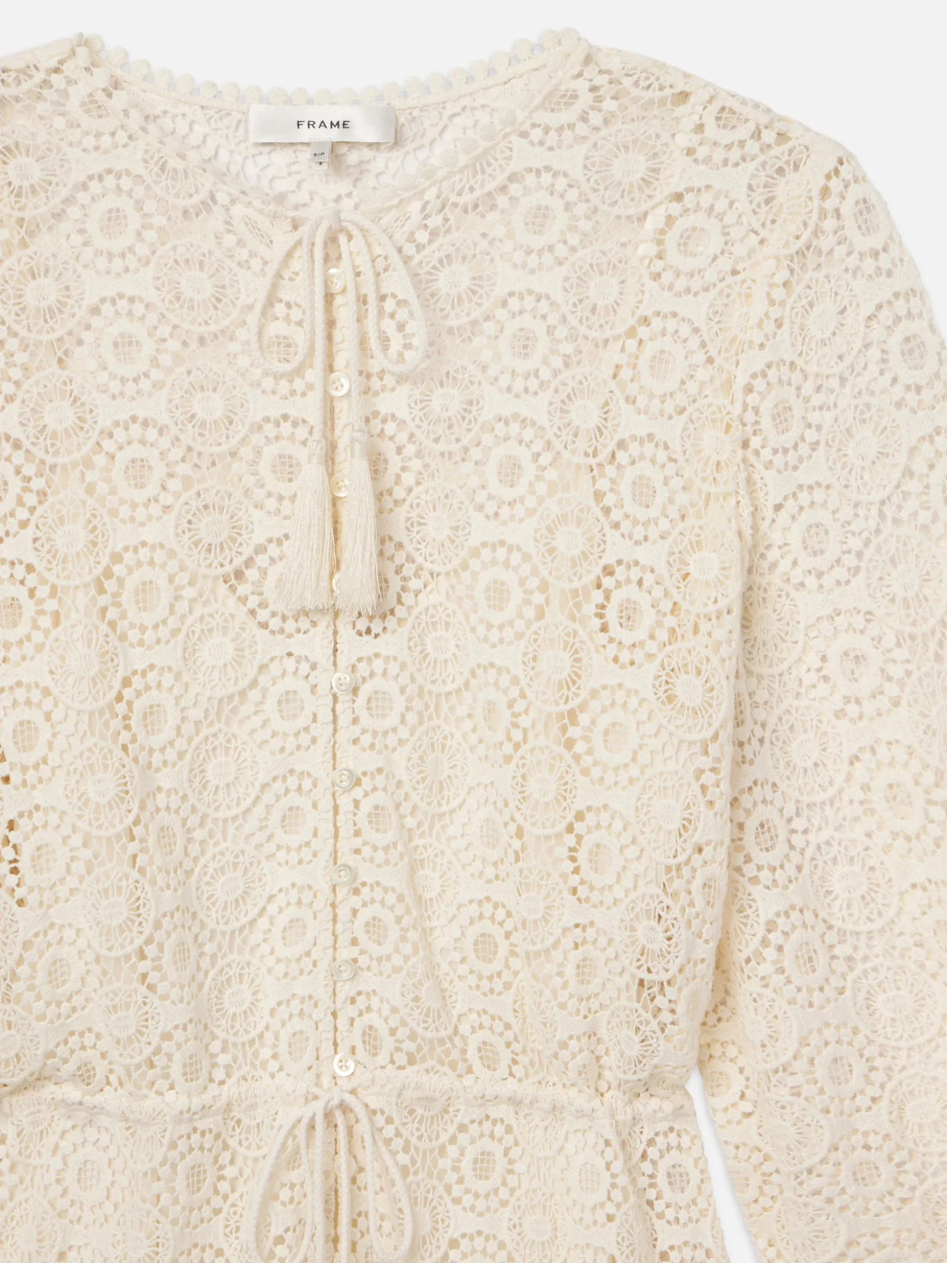 Lace Tassel Dress in Cream