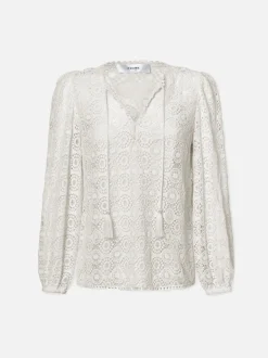 Lace Tassel Popover in Cream