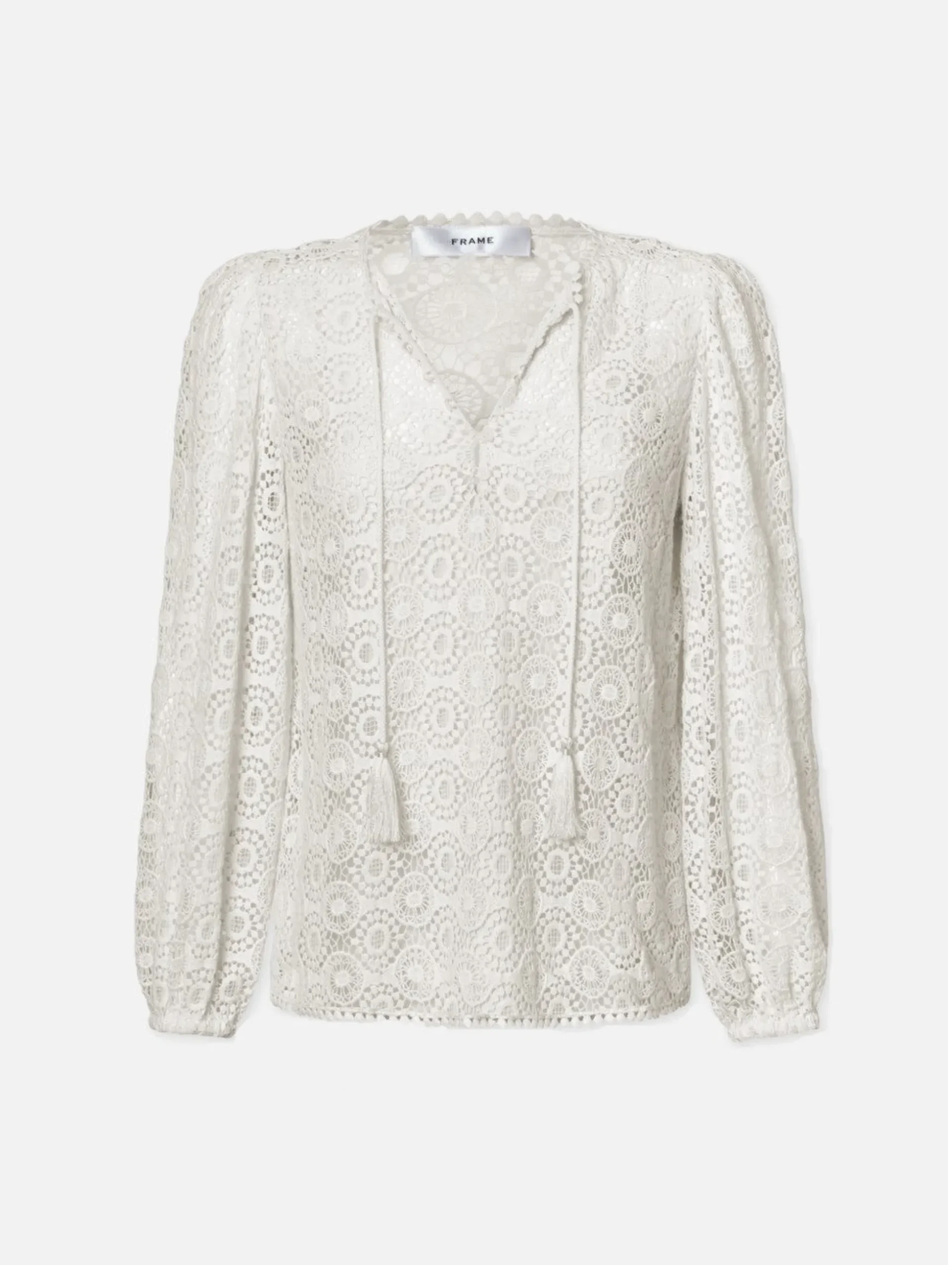 Lace Tassel Popover in Cream