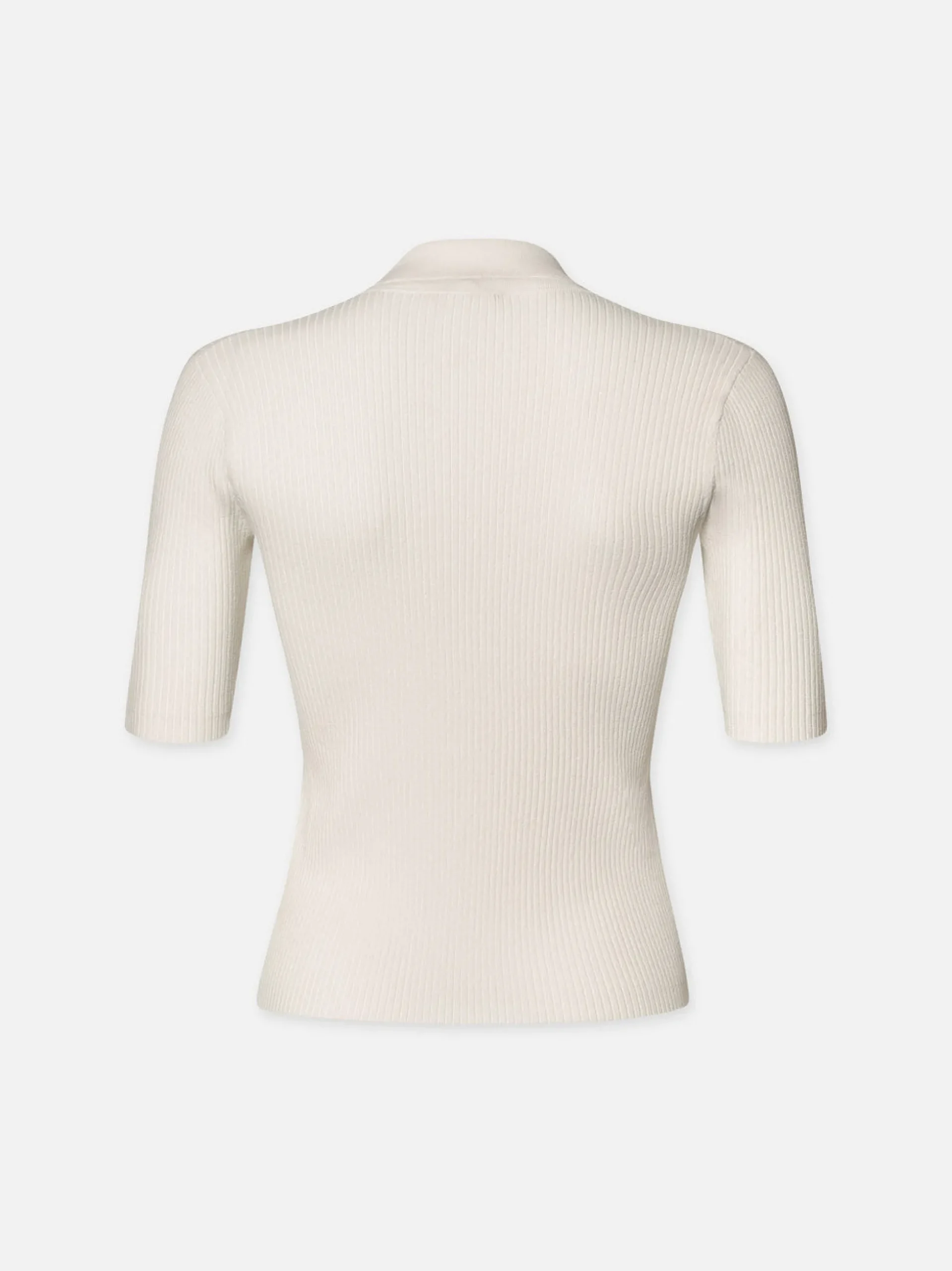 Lace Up Sweater Polo in Off White