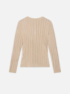 Laddered Rib Henley in Cream