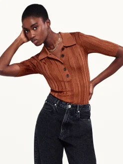 Laddered Rib Polo in Light Camel