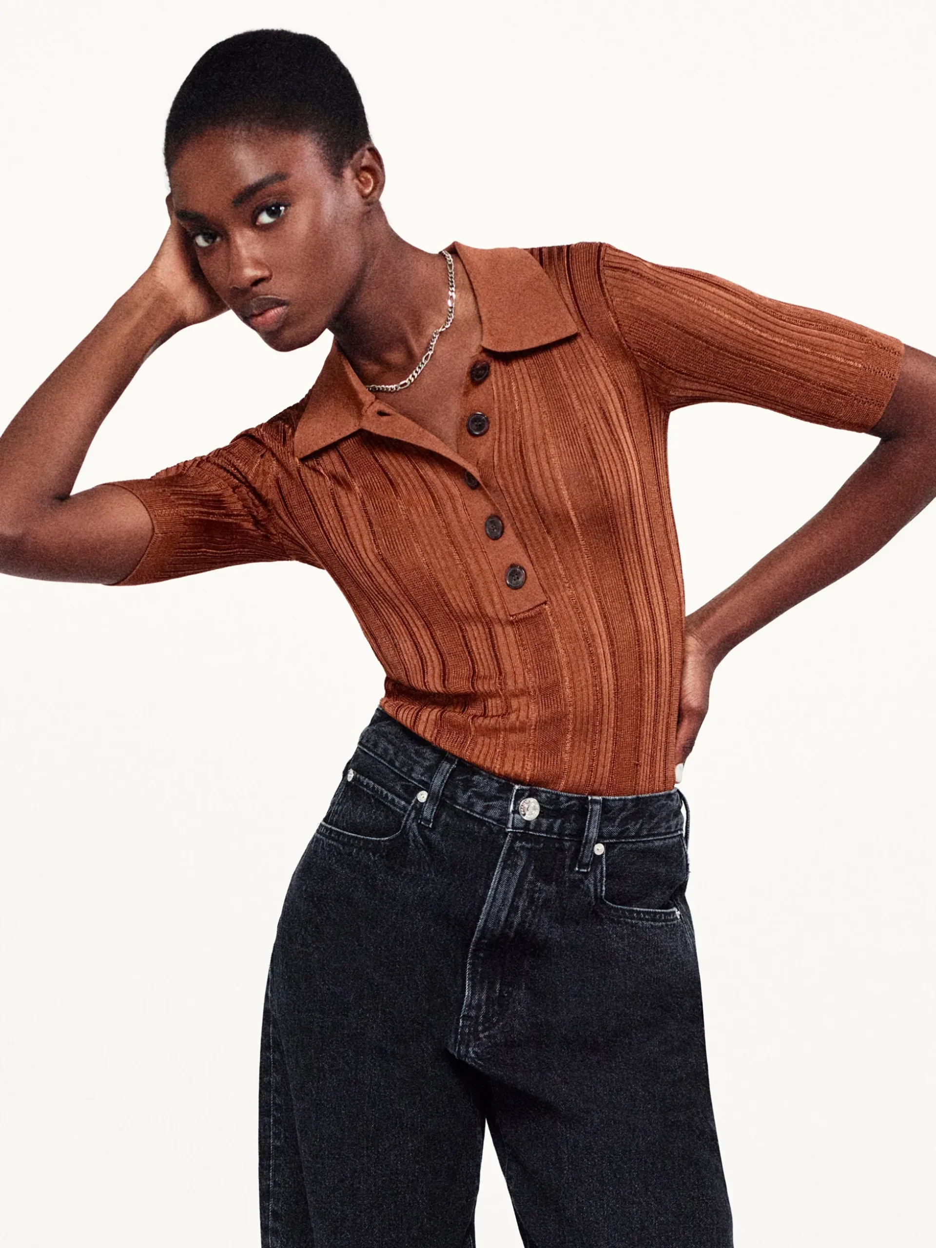 Laddered Rib Polo in Light Camel