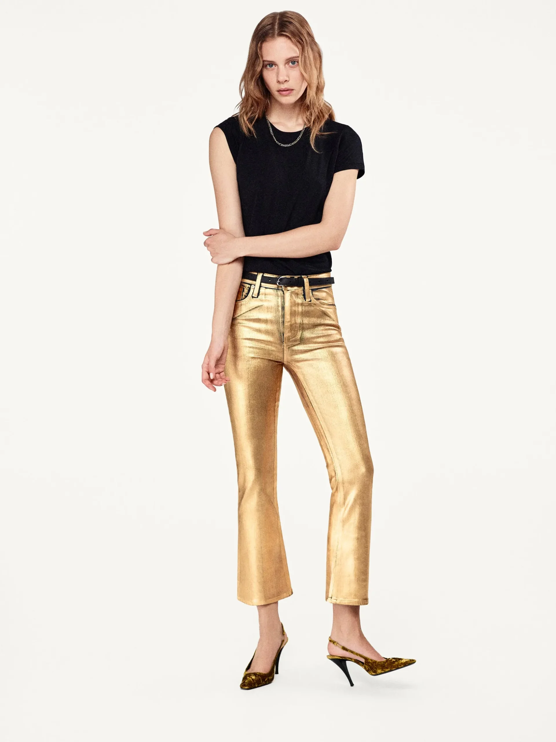 Le Crop Mini Boot in Gold Chrome