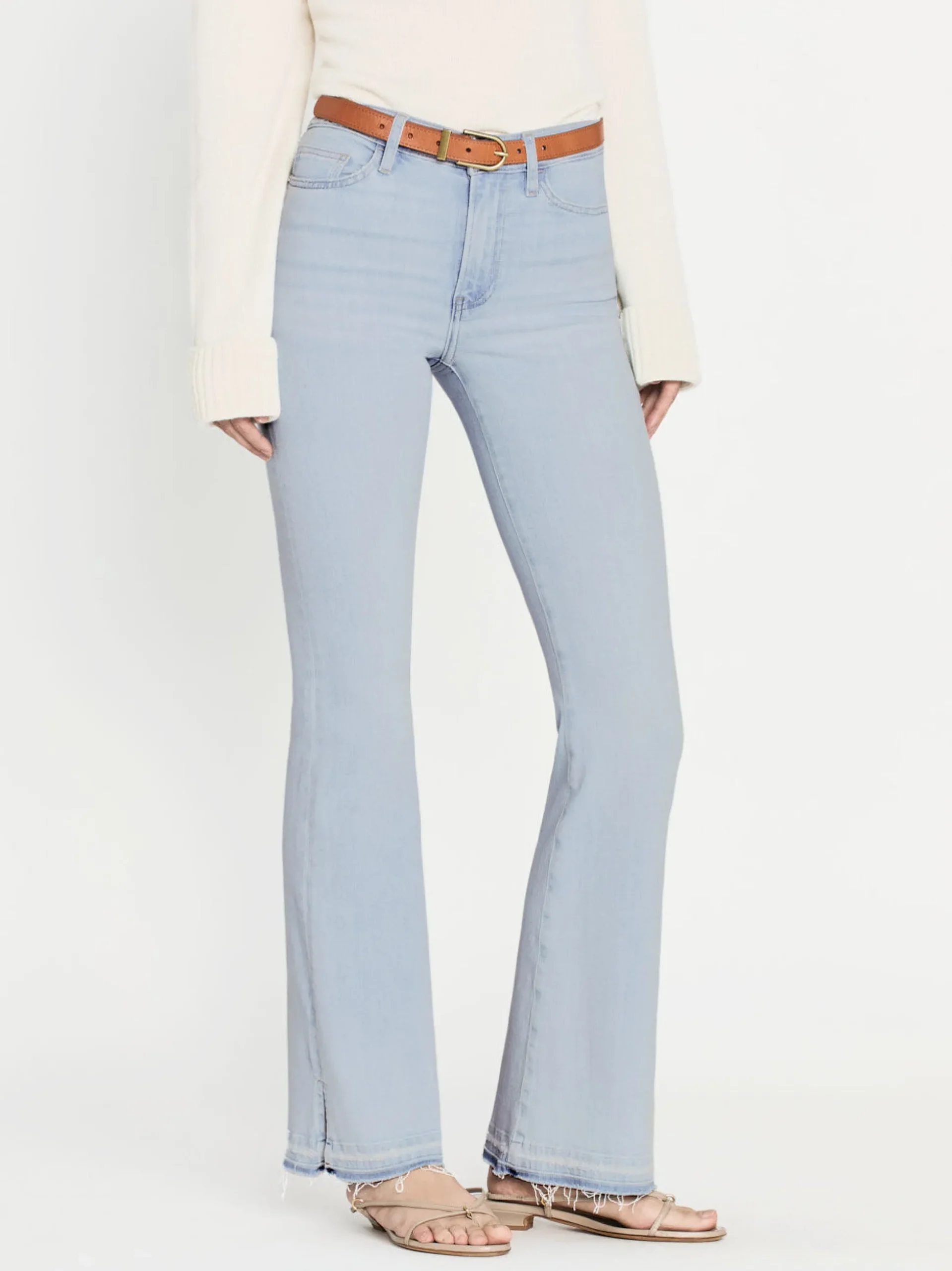 Le Easy Flare Released Fray Side Slit in Clarity
