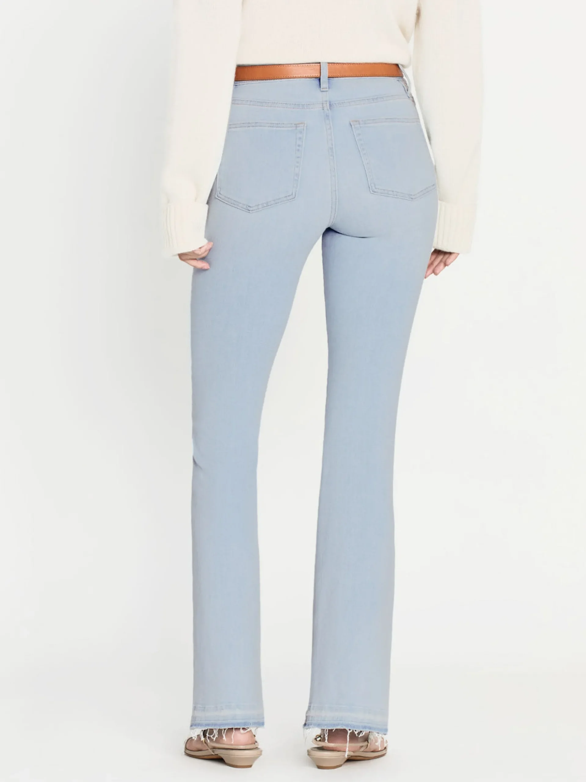 Le Easy Flare Released Fray Side Slit in Clarity