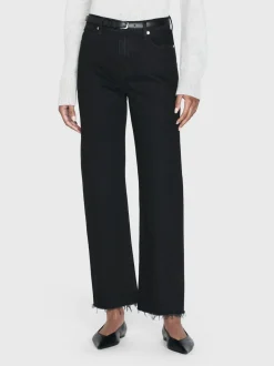 Le Jane Crop Raw Fray in Black