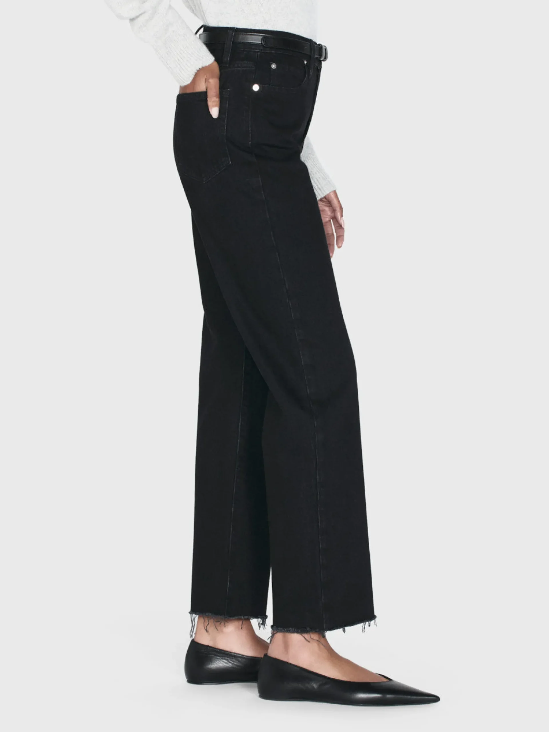 Le Jane Crop Raw Fray in Black