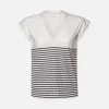 Le Mid Rise V Neck Tee in Navy Multi