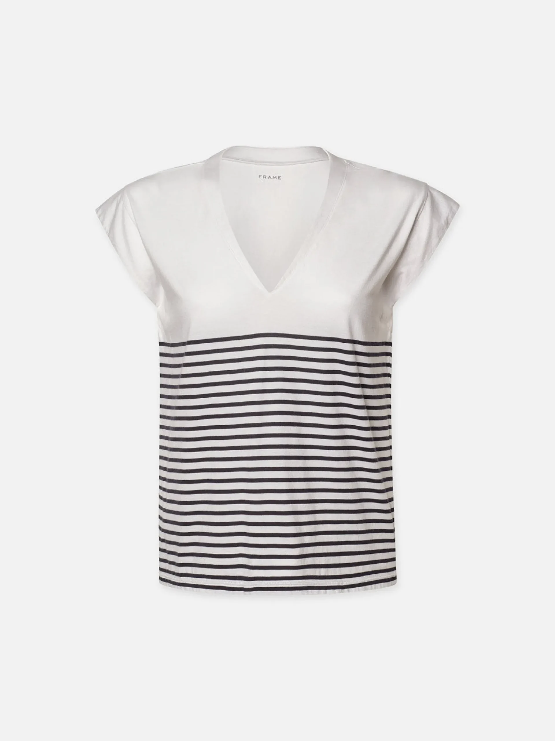 Le Mid Rise V Neck Tee in Navy Multi