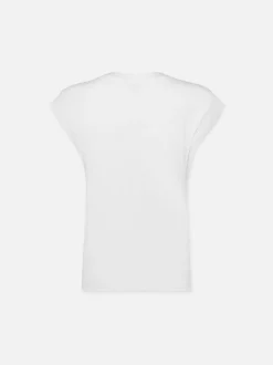 Le Mid Rise V Neck Tee in Blanc