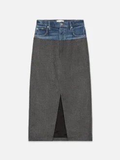 Le Mix Midaxi Skirt in Malibu Herringbone