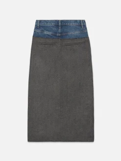 Le Mix Midaxi Skirt in Malibu Herringbone